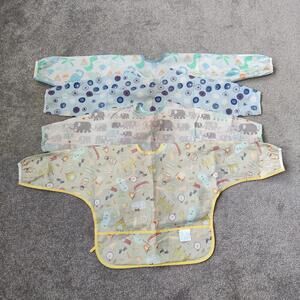 Set of 4 Waterproof Long Sleeved Baby Bibs With Various Prints